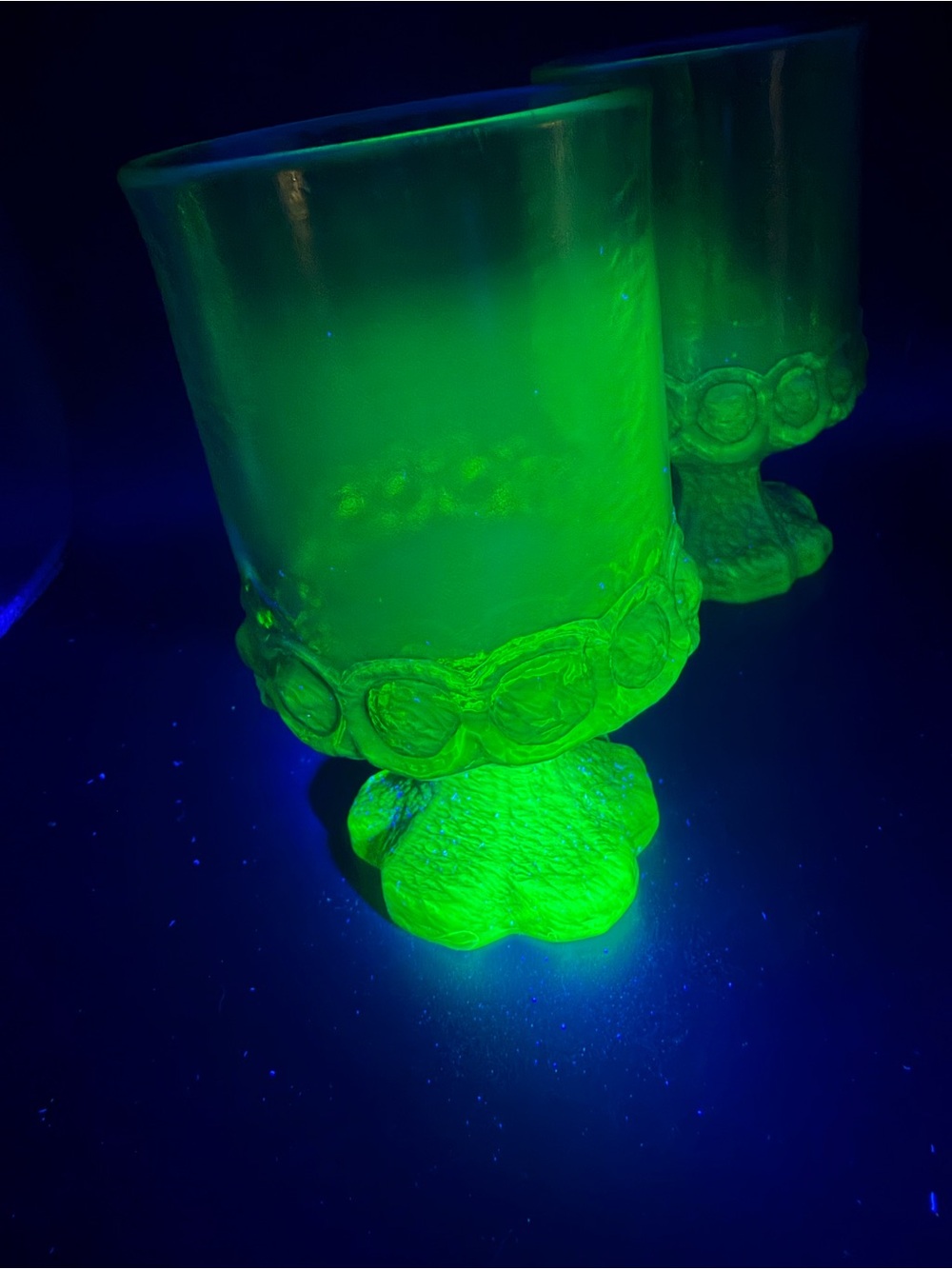VTG 70’s Tiffin Franciscan Madeira Citron Green Goblet uranium Glasses Set of 2